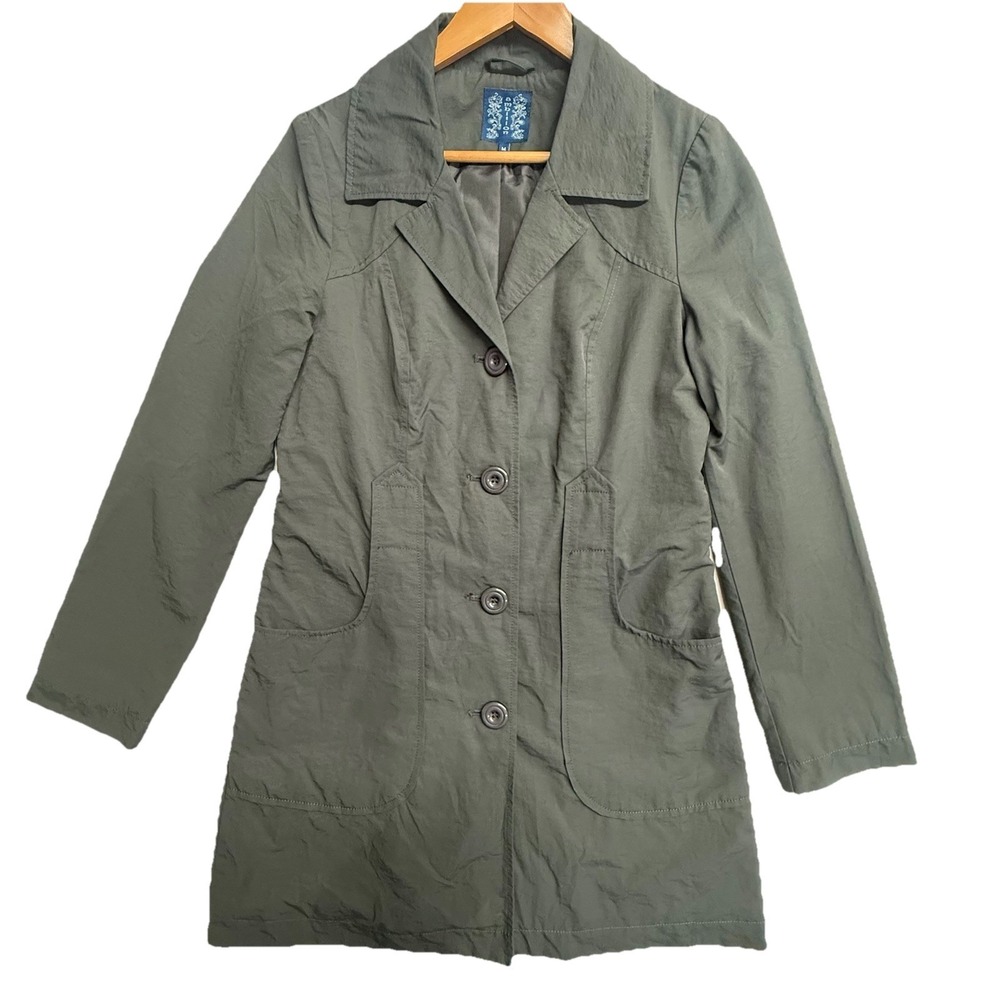 Ambition Charcoal Utility Coat Jacket Women Medium Cotton Button Front Lined